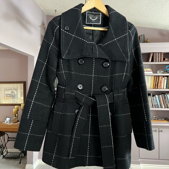 RW&Co. Black striped coat size small - Picture 2 of 3